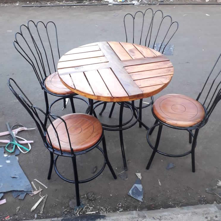 Garden, Outdoor, Patio Mahogany Stools & Table Nairobi Restaurant