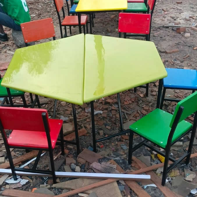 Kindergarten Hexagon Table with 6 Chairs